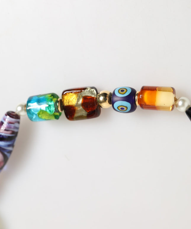 Dolce & Gabbana Multicolor Murano Glass Beads Gold Chain Jewelry Necklace