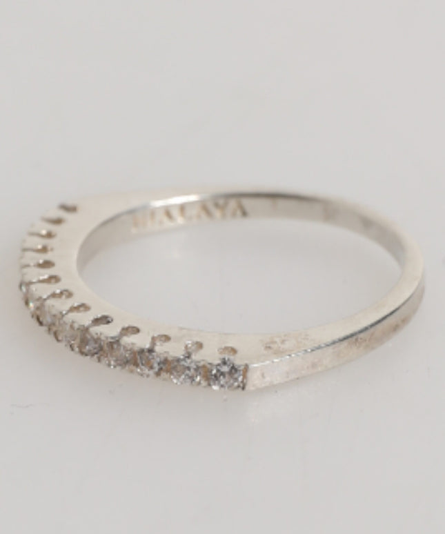 Nialaya Sterling Silver 925 Band Pave CZ Crystal Eternity Ring