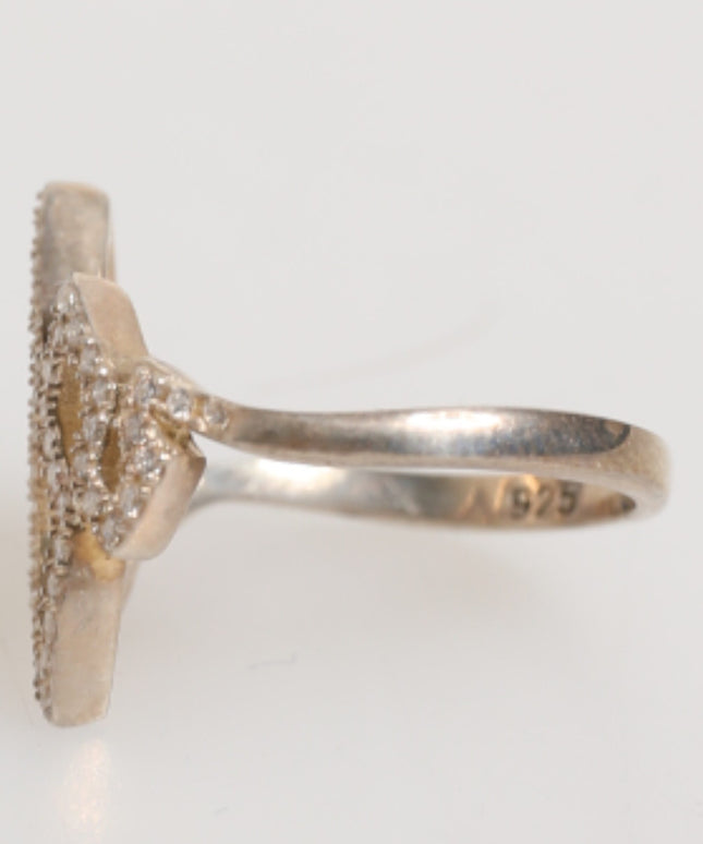 Nialaya Geometric Diamond Shape Pave CZ Crystal Jewelry Ring