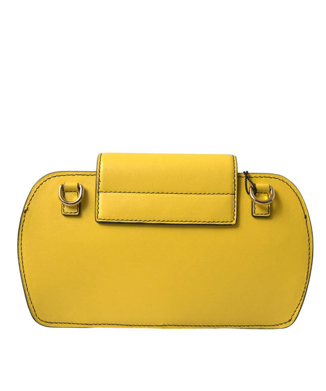 Dolce & Gabbana Yellow Smooth Leather DG Logo Clutch Crossbody Case Bag