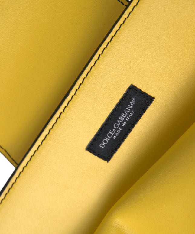 Dolce & Gabbana Yellow Smooth Leather DG Logo Clutch Crossbody Case Bag