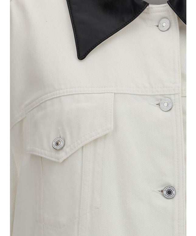 Givenchy Denim Jacket With Leather Collar