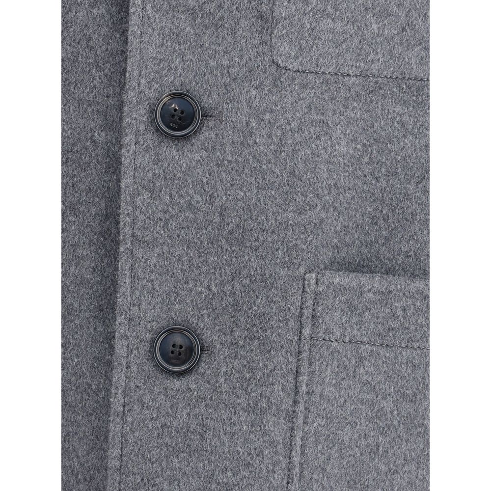 Ami Paris Gray Wool Coat