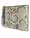 Dolce & Gabbana Verde Acqua Exotic Leather Gold DG Logo Clutch Borse Bag