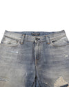 Dolce & Gabbana Blue Distressed Denim Slim Fit Pants Jeans