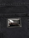 Dolce & Gabbana Black Cotton Logo Men Mid Waist Denim Jeans