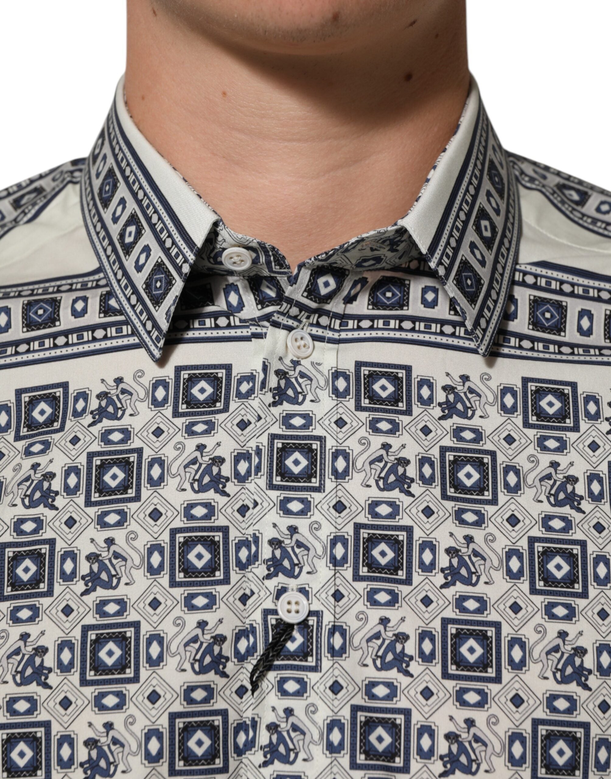 Dolce & Gabbana Multicolor Monkey Tie Print GOLD Dress Shirt