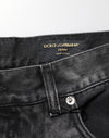 Dolce & Gabbana Black Marbled Effect Straight Men Denim Jeans