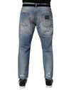 Dolce & Gabbana Blue Distressed Ripped Denim Trouser Jeans