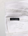 Dolce & Gabbana White Distressed Ripped Denim Trouser Jeans