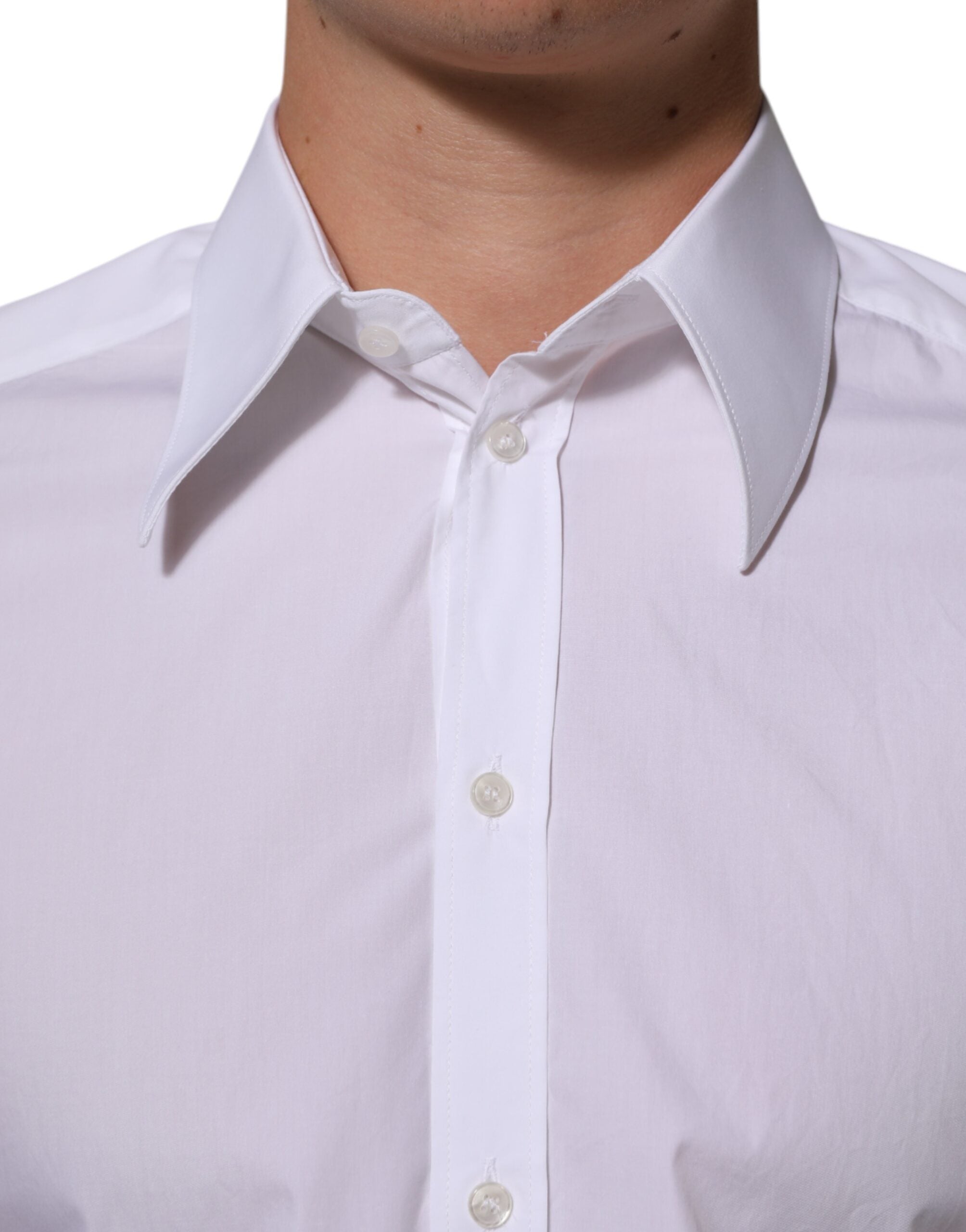 Dolce & Gabbana White Cotton MARTINI Men Formal Dress Shirt