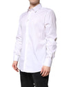 Dolce & Gabbana White Cotton Collared GOLD FormalDress Shirt