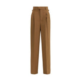 Ami Paris High-waist trousers in brown with pleated front and wide-leg silhouette, ideal for casual or office wear in women's clothing.