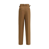 Back view of Ami Paris High-waist trousers featuring buttoned welt pockets and belt loops, perfect for stylish casual outfits.