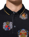 Dolce & Gabbana Blue Heraldic Crest Print Polo Shirt T-shirt