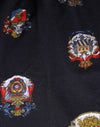 Dolce & Gabbana Blue Heraldic Crest Print Polo Shirt T-shirt