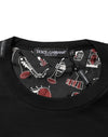 Dolce & Gabbana Black Musical Print Cotton Crew Neck T-shirt