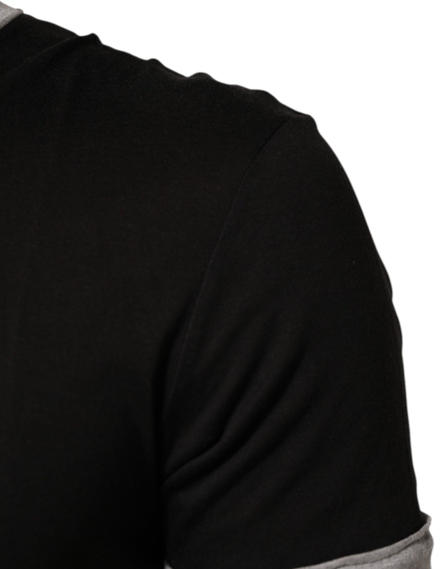 Dolce & Gabbana Black Cotton Logo Print Men Crew Neck T-shirt