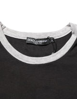 Dolce & Gabbana Black Cotton Logo Print Men Crew Neck T-shirt
