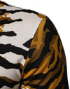 Dolce & Gabbana Multicolor Leopard Palm Leaf Men Crew Neck T-shirt