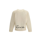 Back view of Kenzo x Futura 2000 Jumper in cream, showcasing Futura 2023 signature detail near the hem, premium men's fashion knitwear.