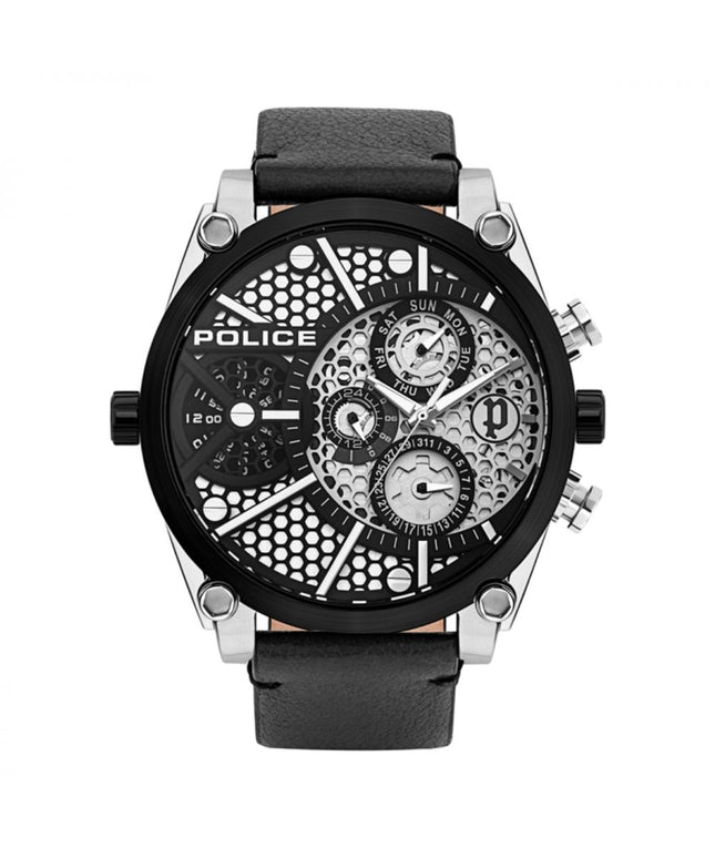 Police Black Leather Watch