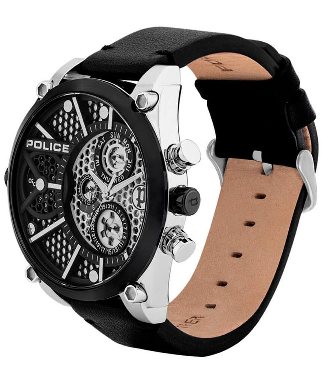 Police Black Leather Watch