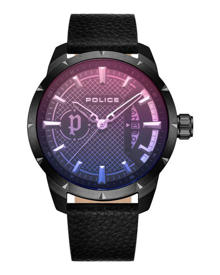 Police Black Leather Watch