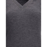 Brunello Cucinelli Gray Wool Long Sleeve T-Shirt