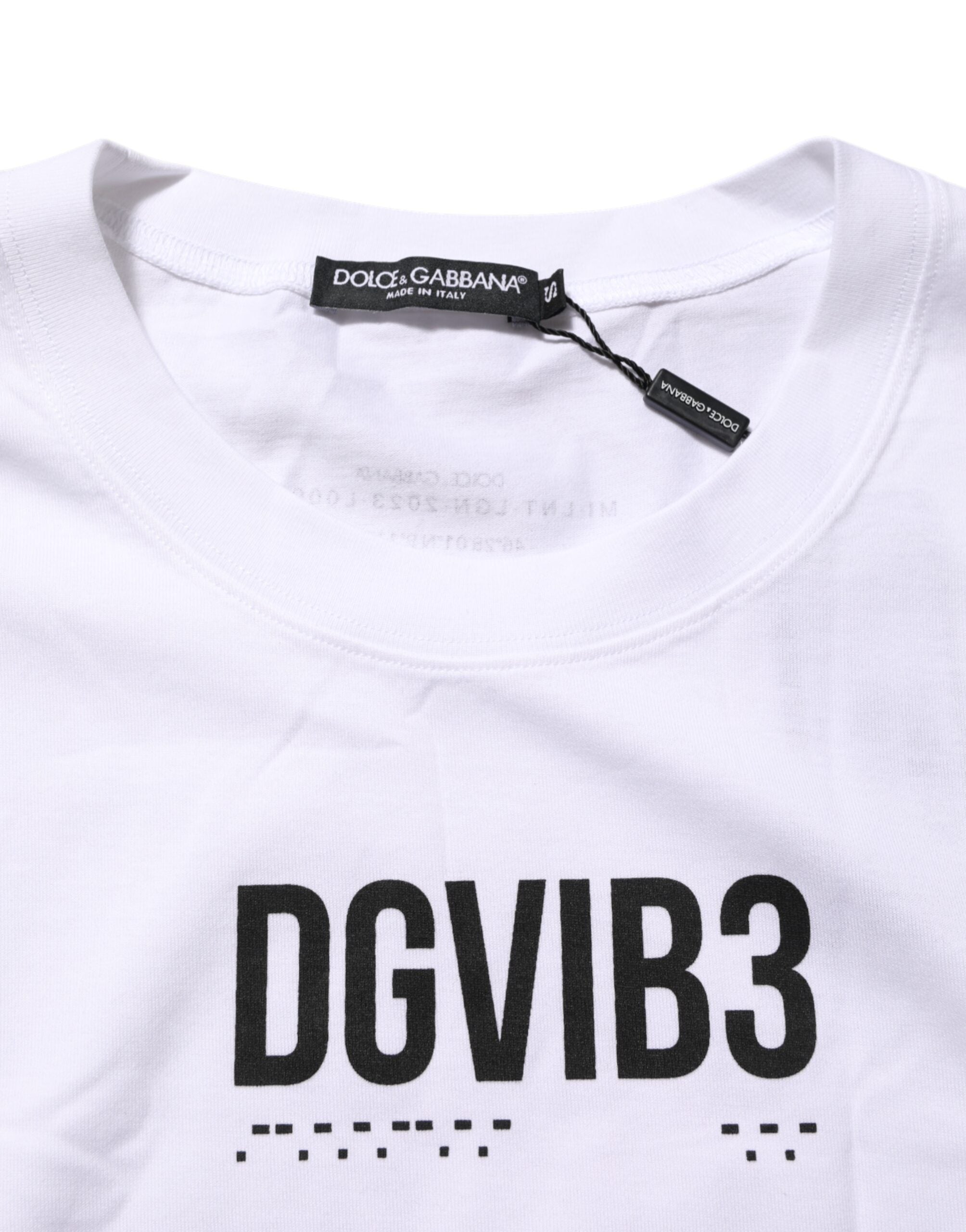 Dolce & Gabbana White Cotton Sleeveless Printed Tank T-shirt