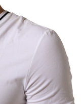 Dolce & Gabbana White Short Sleeves Deep V-Neck Men T-shirt