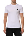 Dolce & Gabbana White Cotton Logo Patch Crew NeckT-shirt