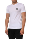 Dolce & Gabbana White Cotton Logo Patch Crew NeckT-shirt