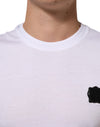 Dolce & Gabbana White Cotton Logo Patch Crew NeckT-shirt
