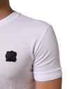 Dolce & Gabbana White Cotton Logo Patch Crew NeckT-shirt