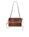 Miu Miu Brown Leather Fur Inner Lining Neck Strap WinterFleece Handwarmer