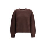 Loulou De Saison Ribbed cashmere Sweater in brown with long sleeves and crew neckline, ideal for women's fall and winter fashion.