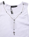 Dolce & Gabbana White Cotton Chain Necklace Tank Top T-shirt