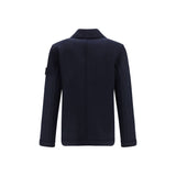 Stone Island Blue Fleece Wool Coat
