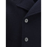 Stone Island Blue Fleece Wool Coat