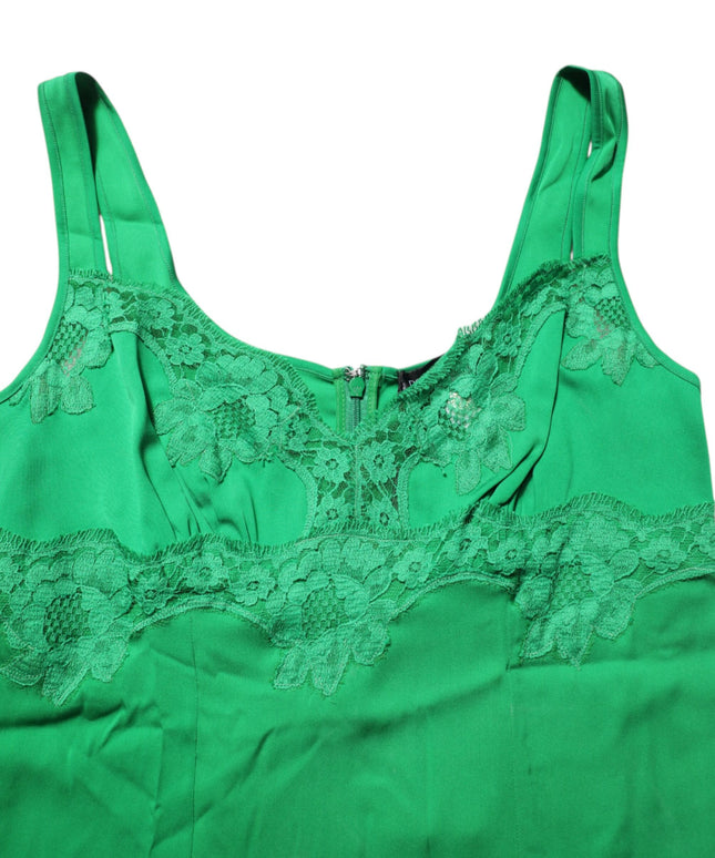 Dolce & Gabbana Green Floral Lace Tank Lingerie Top Underwear