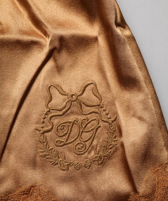 Dolce & Gabbana Brown Floral Lace Tank Lingerie Sleepwear Underwear