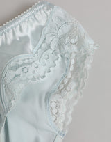 Dolce & Gabbana Gray Silk Satin Floral Lace Panty Brief Underwear