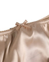 Dolce & Gabbana Beige Silk Satin Floral Lace Panty Brief Underwear