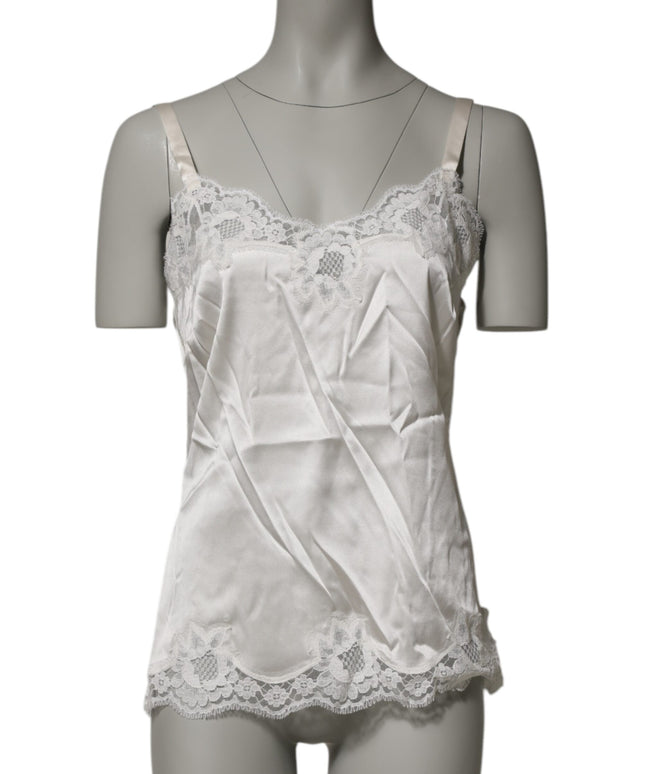 Dolce & Gabbana Off White Floral Lace Tank Lingerie Top Underwear