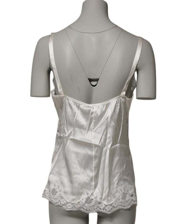Dolce & Gabbana Off White Floral Lace Tank Lingerie Top Underwear