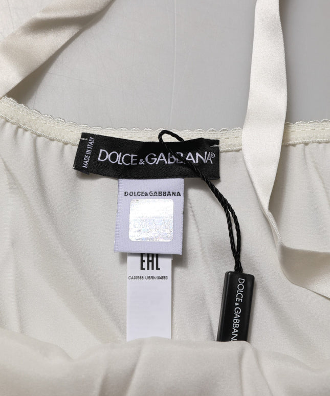 Dolce & Gabbana Off White Floral Lace Tank Lingerie Top Underwear
