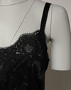 Dolce & Gabbana Black Silk Floral Lace Tank Lingerie Top Underwear