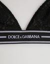 Dolce & Gabbana Black Lace Triangle Bralette Wireless Underwear