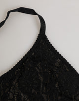 Dolce & Gabbana Black Lace Triangle Bralette Wireless Underwear